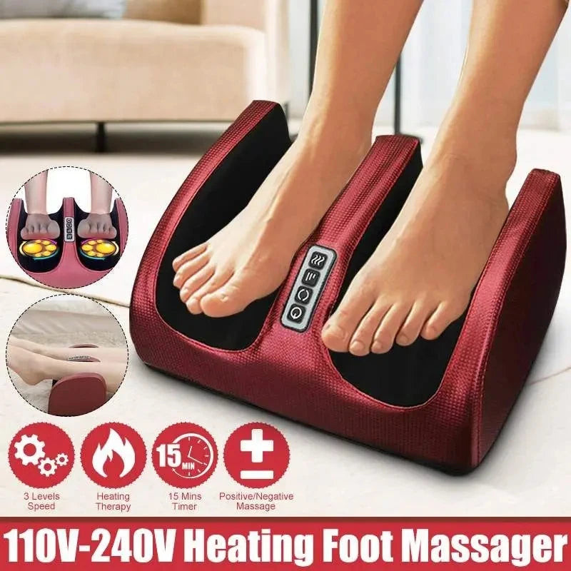 Electric Foot Massager Heating Therapy Shiatsu Kneading Roller Muscle Relief Machine