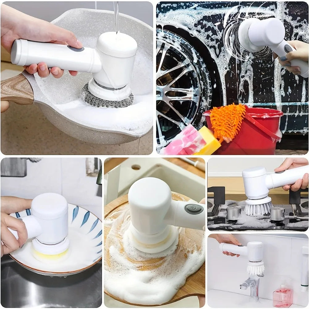 Electric Spin Scrubber With 5 Replaceable Brush Head