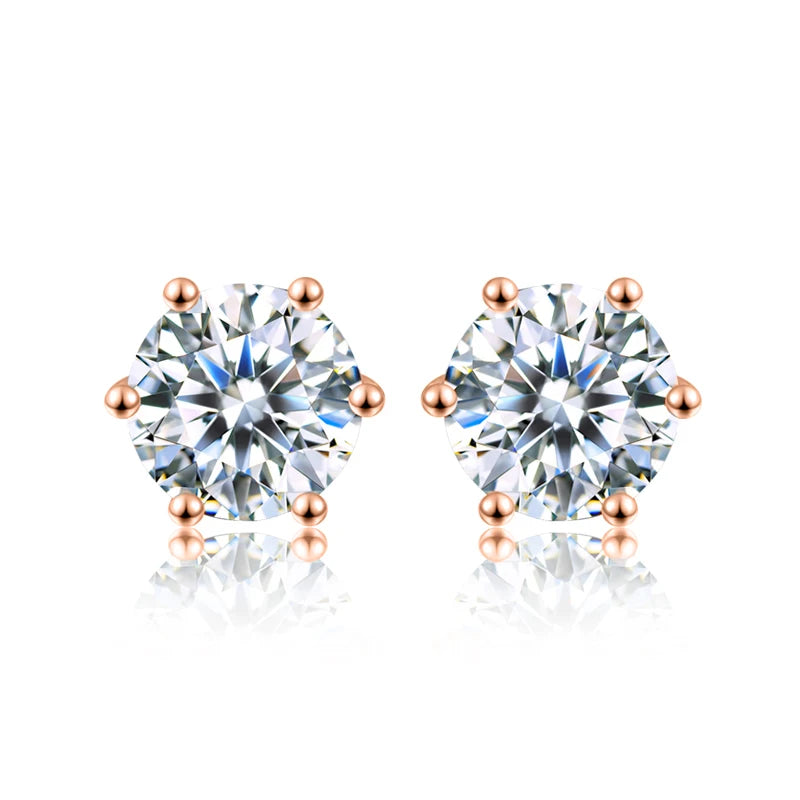 0.5ct-2ct Certified Moissanite Stud Earrings Lab Created Diamond 925 Sterling Silver or Gold Plated