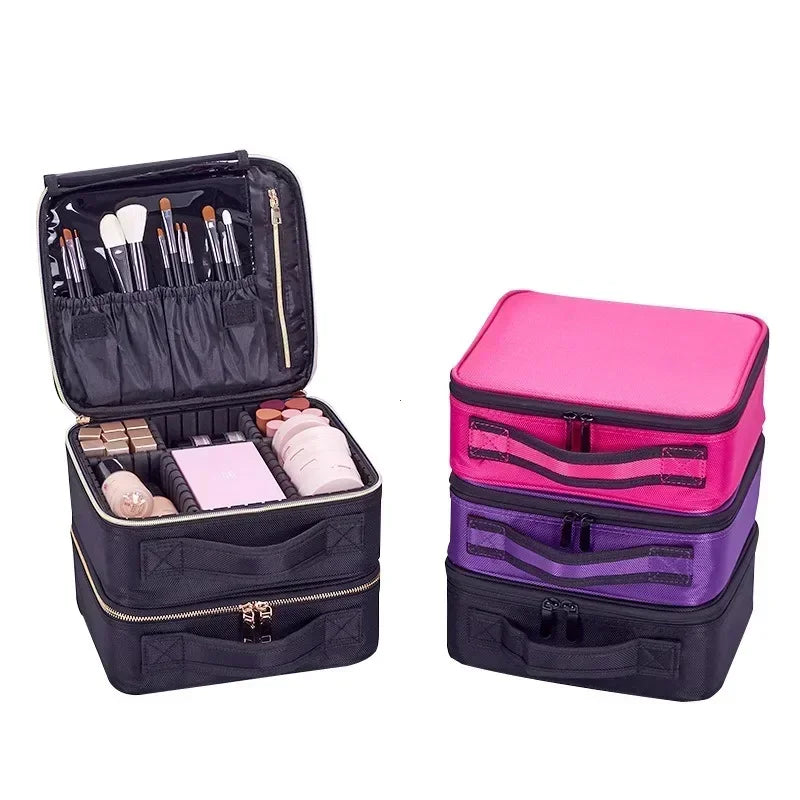 Double Layer Design Handbag with Handle for makeup and cosmetic products