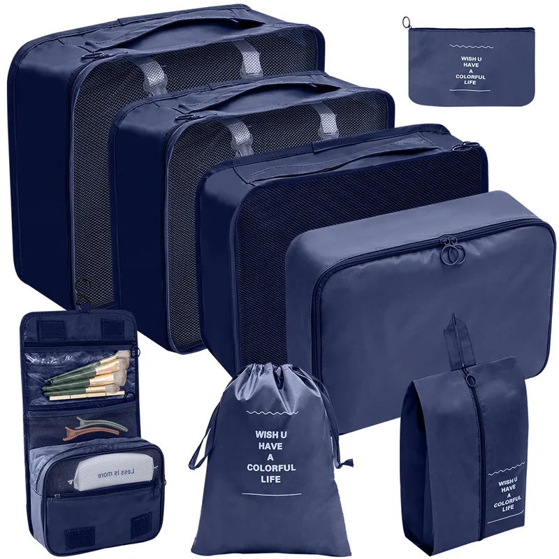 9 PCS Travel Organizer Storage Bags with Large Capacity