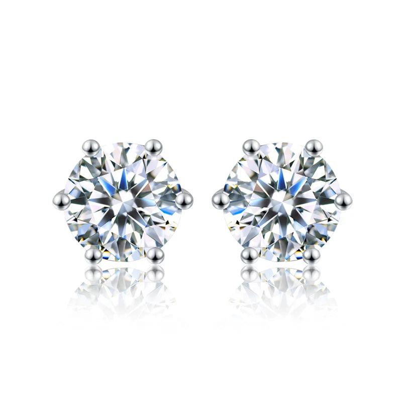 0.5ct-2ct Certified Moissanite Stud Earrings Lab Created Diamond 925 Sterling Silver or Gold Plated