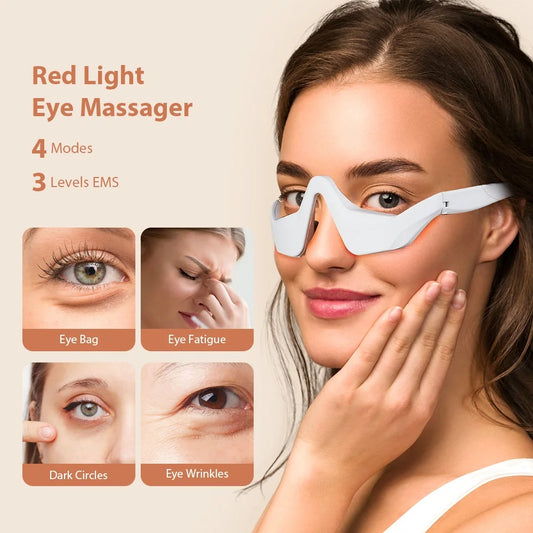 Eye Massager Glasses with Red Light therapy and EMS energy