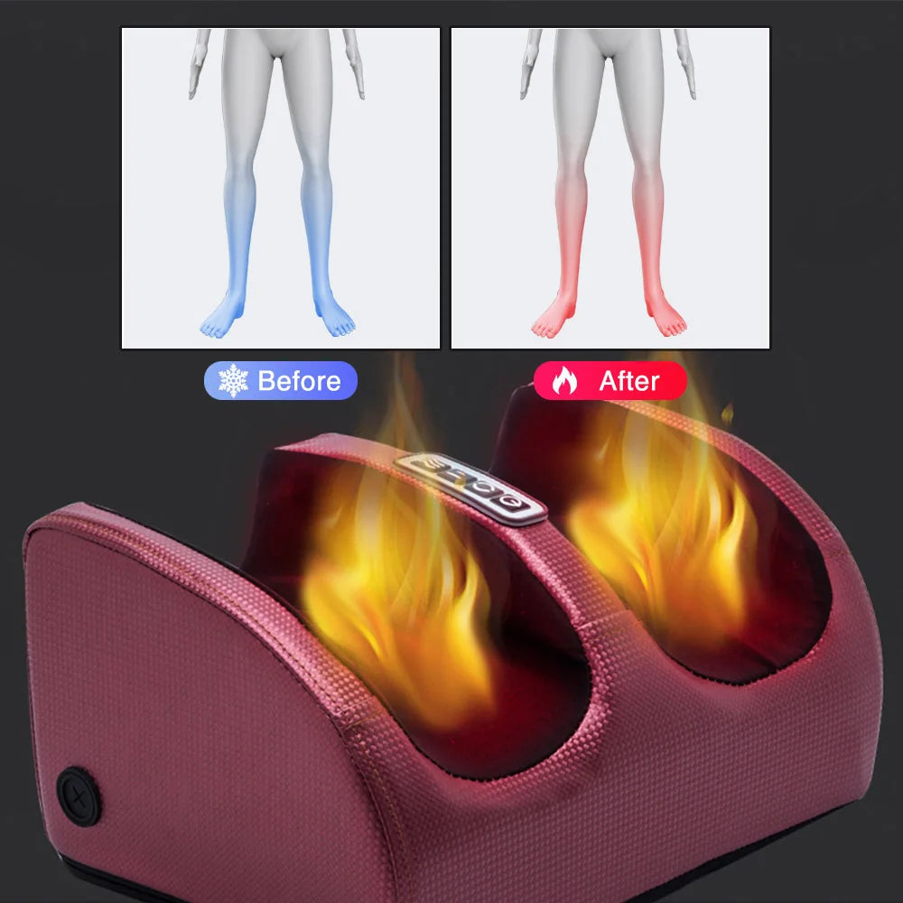 Electric Foot Massager Heating Therapy Shiatsu Kneading Roller Muscle Relief Machine