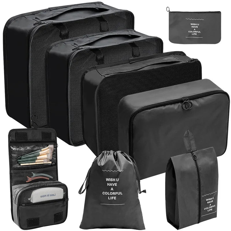 9 PCS Travel Organizer Storage Bags with Large Capacity