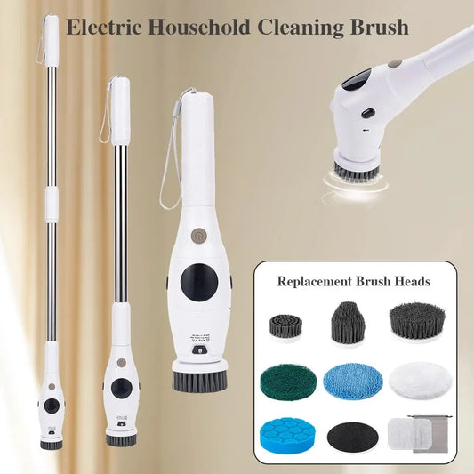 8 In 1 Electric Cleaning Brush - Power Spin Scrubber LCD Screen LED Light